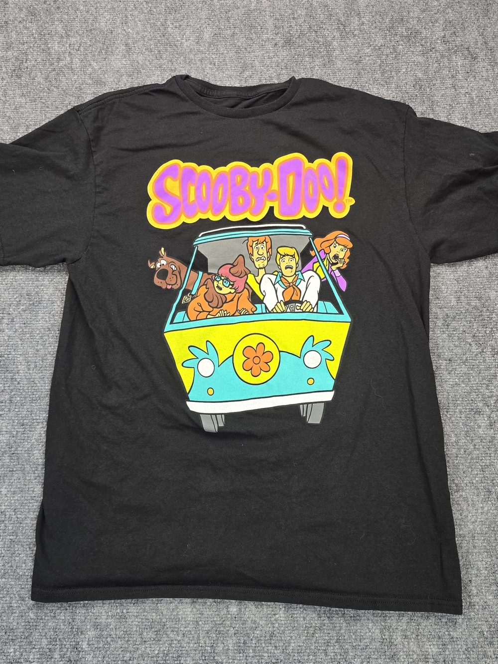Scooby-Doo Mystery Machine Graphic T Shirt Black Cartoon Tee Adult Approx M